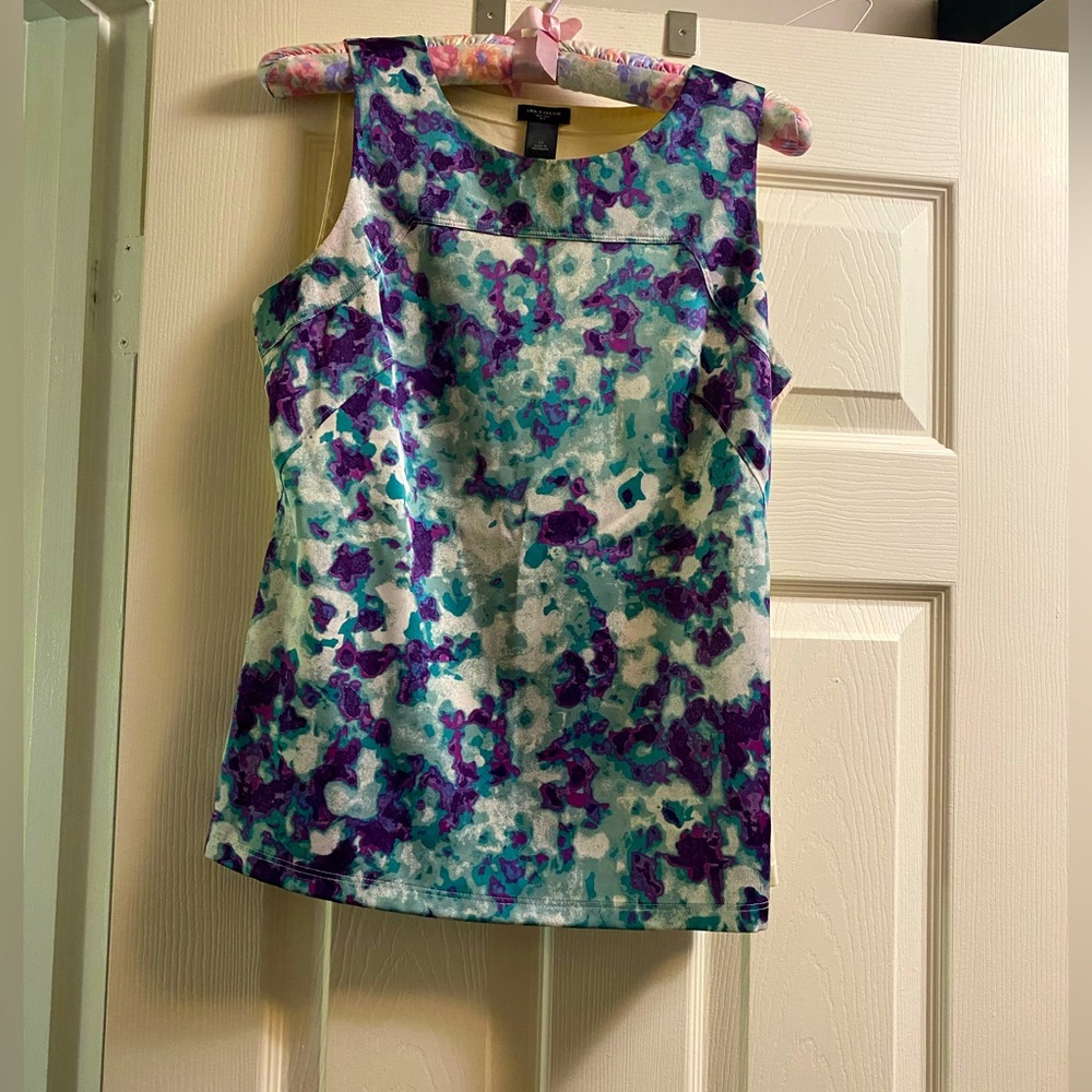 Beautiful teal and purple loft sleeveless blouse